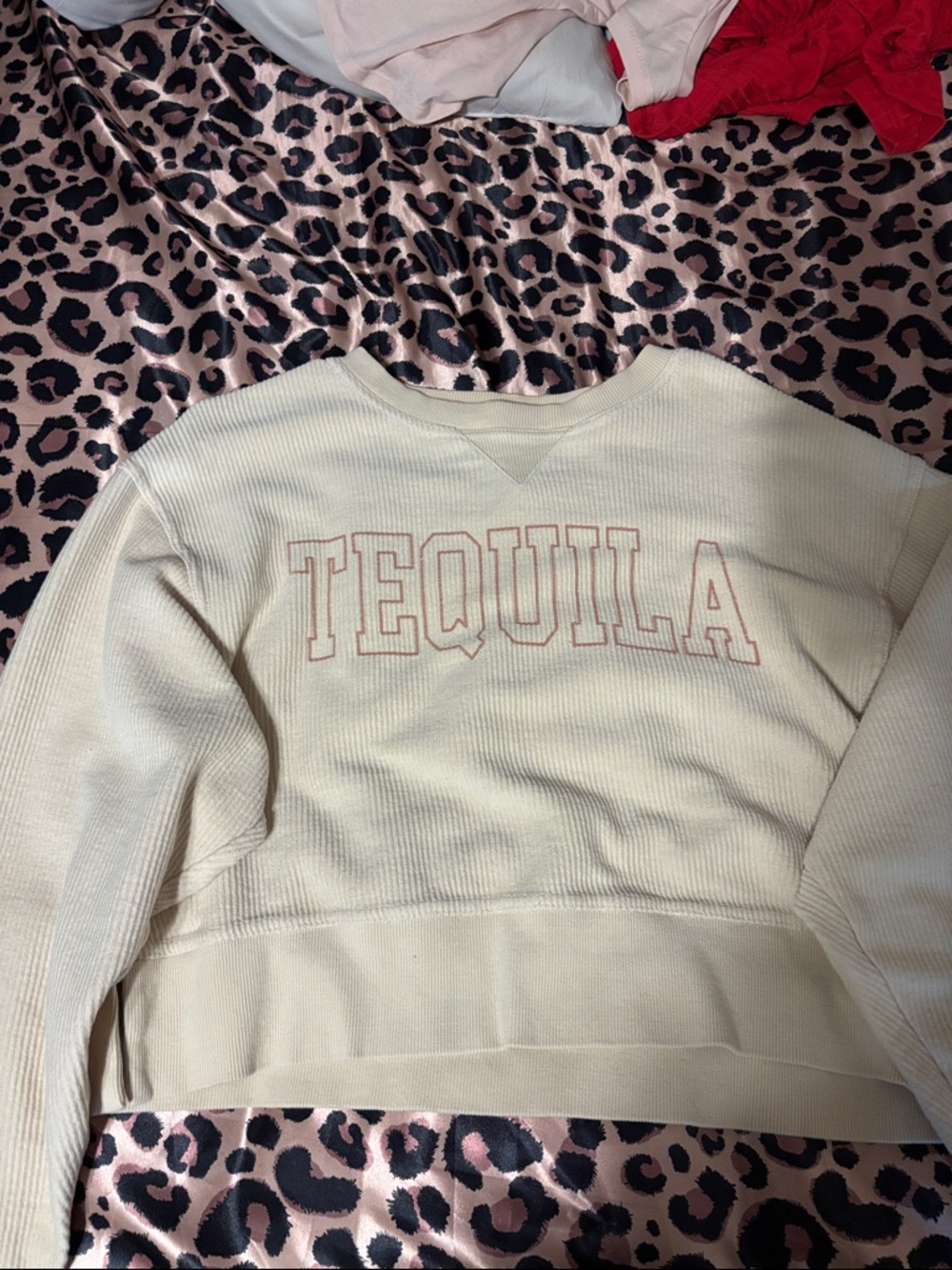 TEQUILA Cream Waffle-Knit Pullover Sweatshirt
